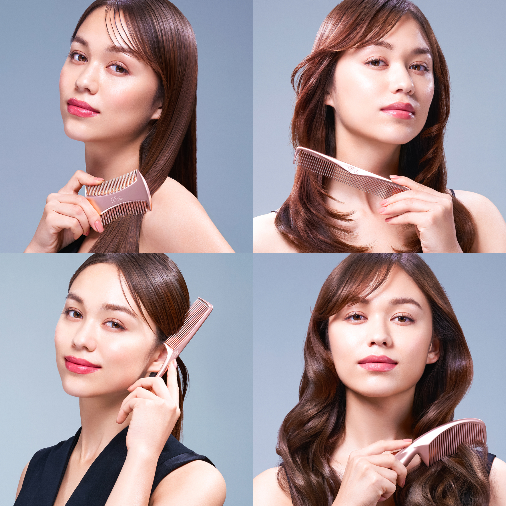 髪、つややかに、心まで整える。 感性を満たす エアリーコーミング。 軽やかなアルミニウムを素材に、型鍛造で洗練された造形美を実現。 触れるたび、髪も心も、美しくツヤめき輝きます。