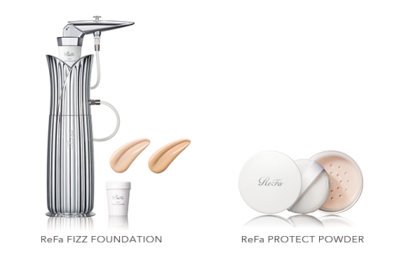 Introducing ReFa's first makeup product! A fusion of foundation and carbonated mist, ReFa FIZZ FOUNDATION helps make your face look beautiful, slimmer and more contoured.