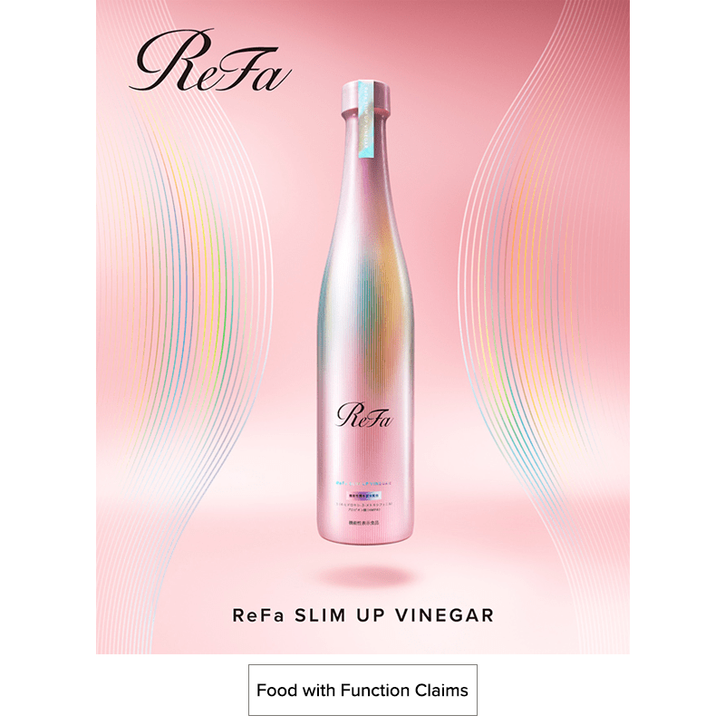 Introducing the ReFa SLIM UP VINEGAR, an apple cider vinegar that can support waistline for those with a high BMI.