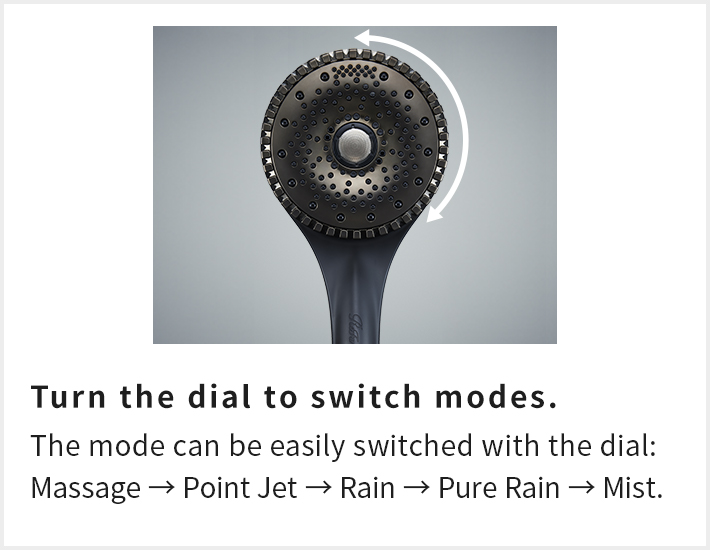 Offers five water flow modes to choose from