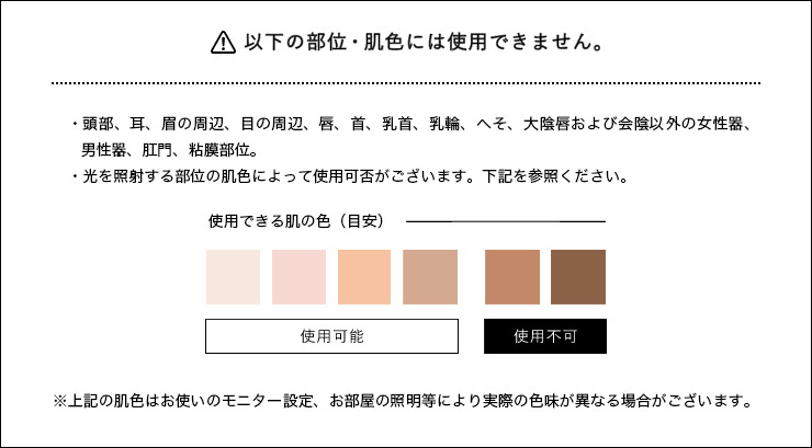 使用できる部位・肌色