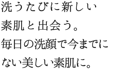 肌をいたわり、汚れを残さず落とす。毎日の洗顔で今よりも美しい素肌に。