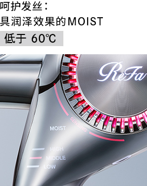 呵护发丝：具润泽效果的MOIST 低于60℃